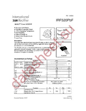 IRF520PBF datasheet  